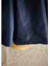 Navy Blue Taffeta Knee Length Flower Girl Dress Wedding Party Dress